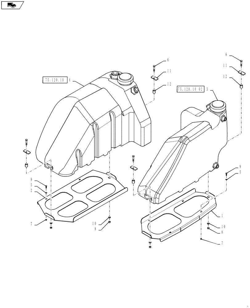 Схема запчастей Case IH 3230 - (75.120.13[02]) - RINSE TANK MOUNTING GROUP, SN YCT033001 AND AFTER (75) - SOIL PREPARATION
