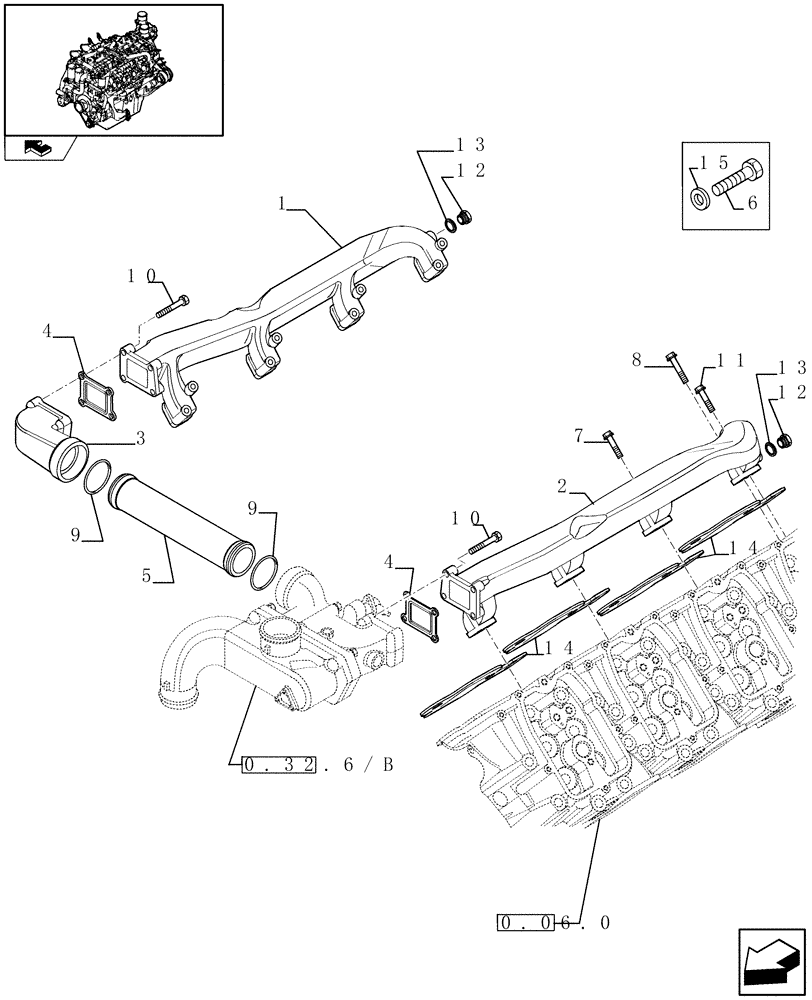 Схема запчастей Case IH FVAE2884X B200 - (0.32.3) - WATER LINES WATER MANIFOLD (504096728) 