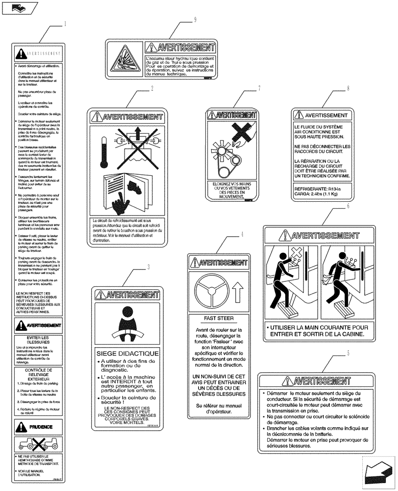 Схема запчастей Case IH PUMA 160 - (90.108.06[01]) - FRENCH DECALS - NORTH AMERICA VERSION (90) - PLATFORM, CAB, BODYWORK AND DECALS