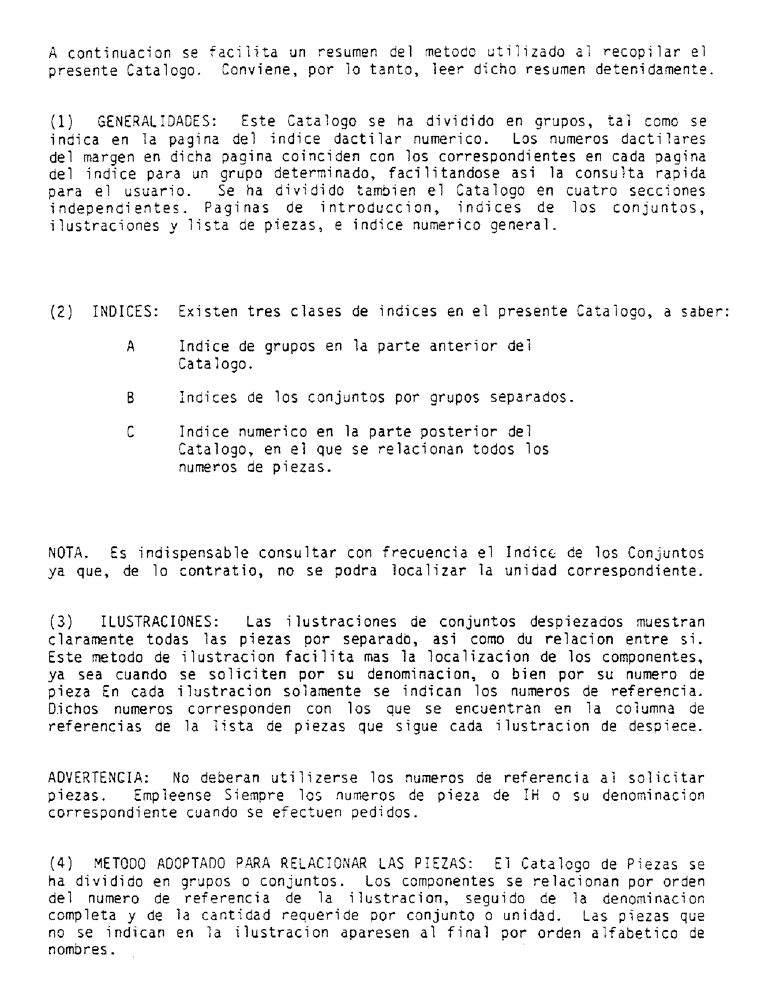 Схема запчастей Case IH D-206 - (0-H) - INTRODUCCION 