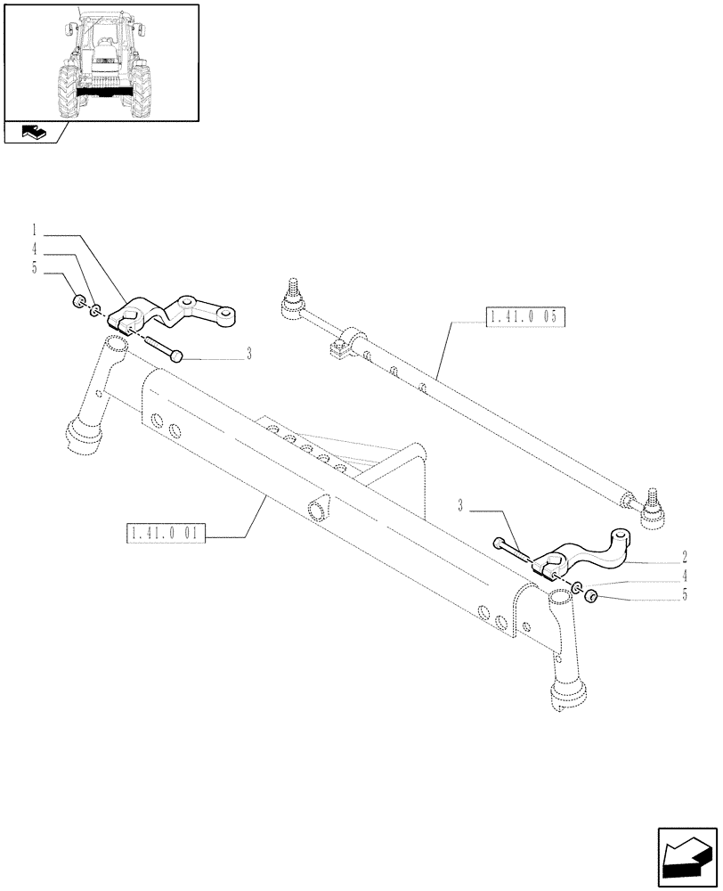 Схема запчастей Case IH FARMALL 80 - (1.41.0[04]) - 2WD FRONT AXLE - LEVERS (04) - FRONT AXLE & STEERING