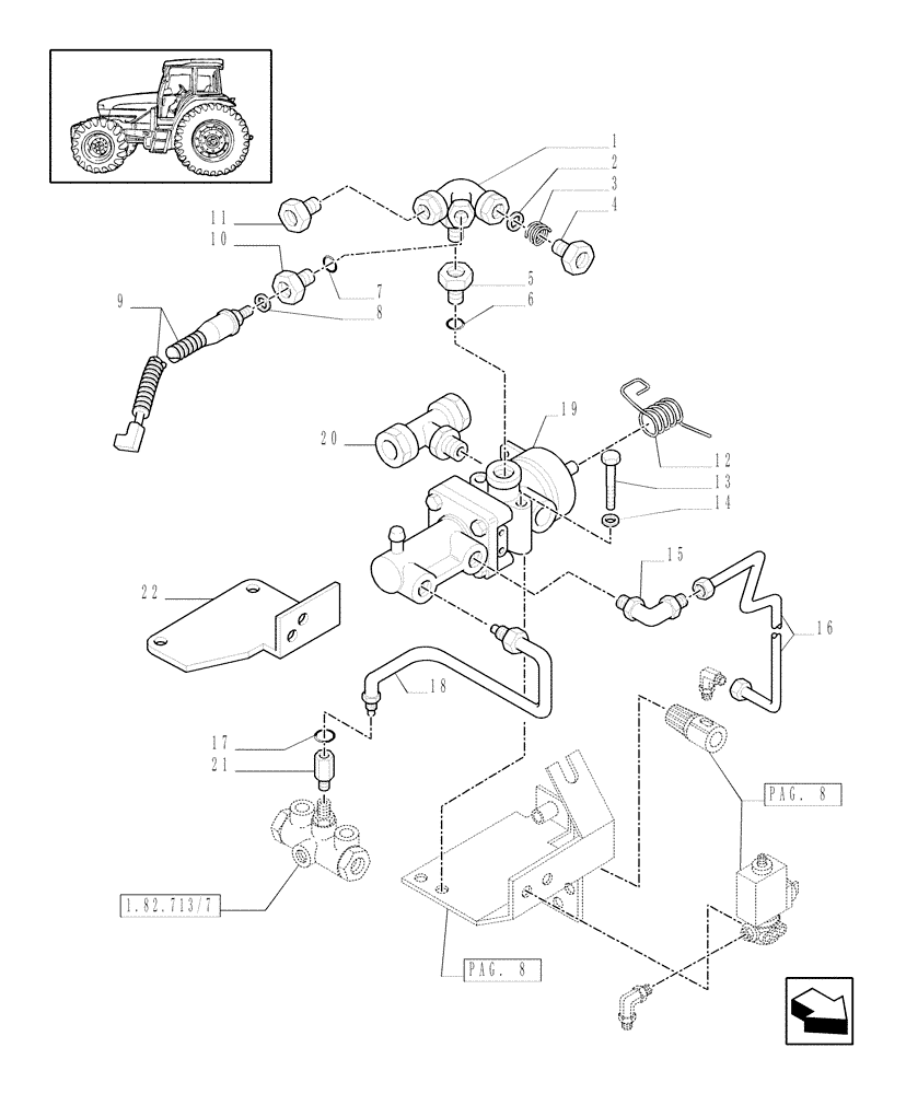 Схема запчастей Case IH MXM120 - (1.68.6[09]) - (VAR.178) TRAILER AIR BRAKE UK - AIR BRAKE CONTROL VALVE - C5339 (05) - REAR AXLE