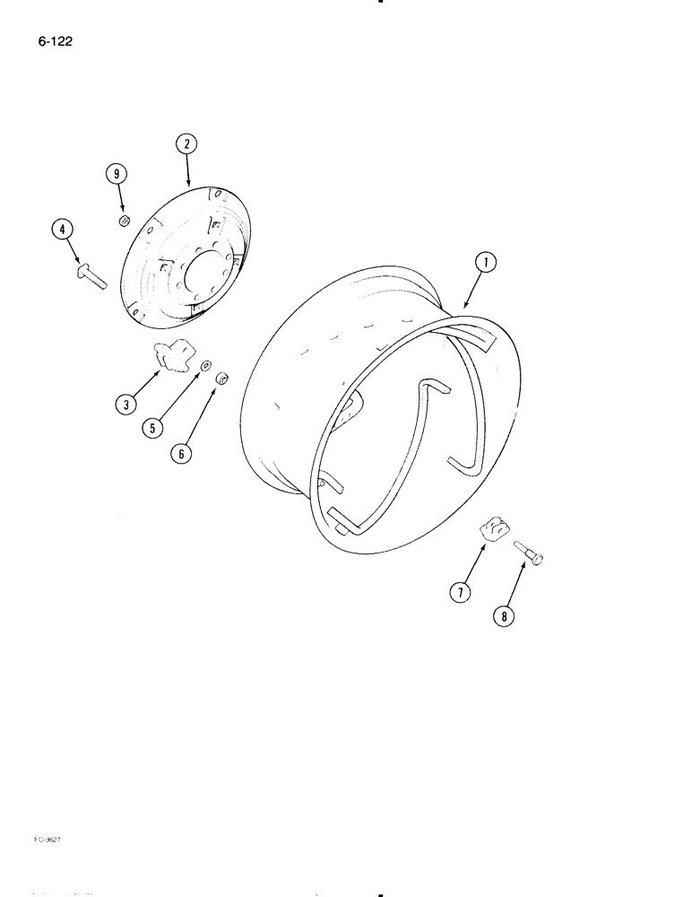 Схема запчастей Case IH 695 - (6-122) - REAR WHEELS, 28 AND 30 INCH POWER ADJUSTED WHEEL (06) - POWER TRAIN