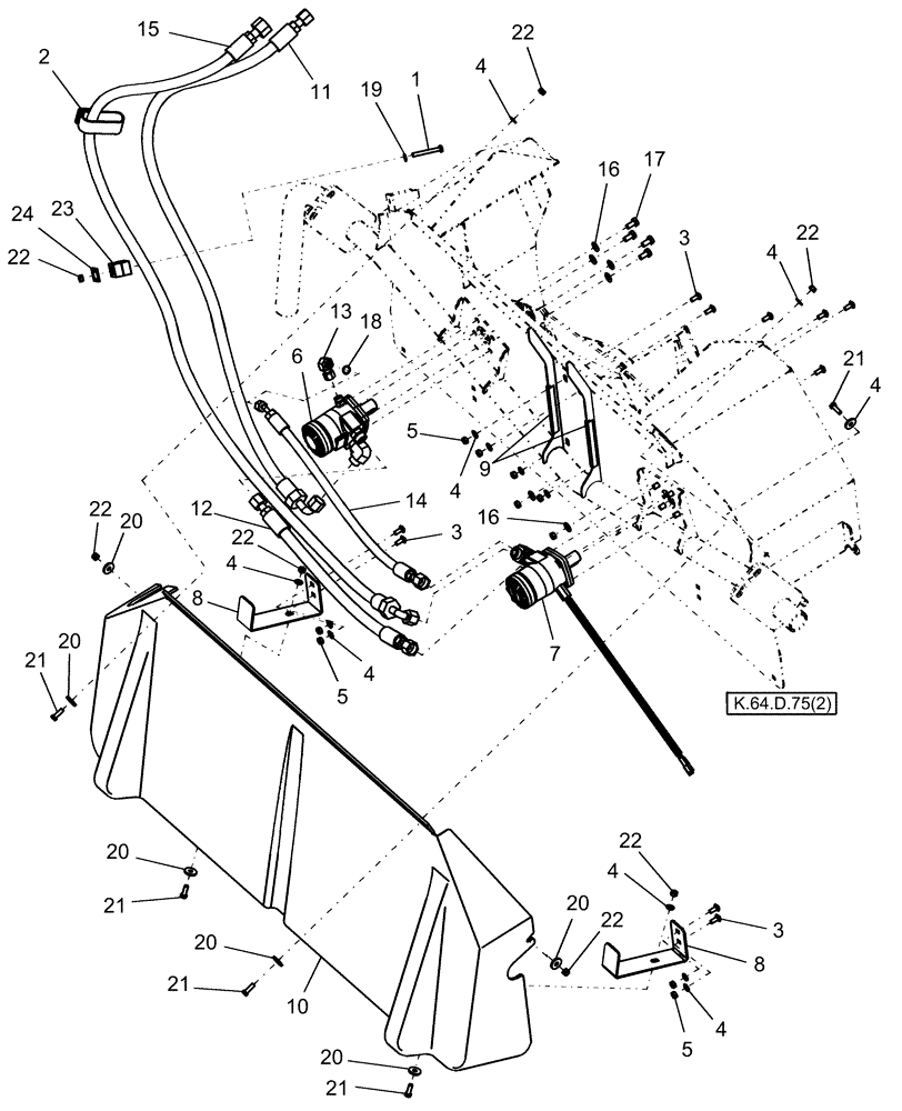 Схема запчастей Case IH AFX8010 - (K.64.D.75[1]) - SPREADER, UPPER, PIN HAJ105247 AND AFTER K - Crop Processing