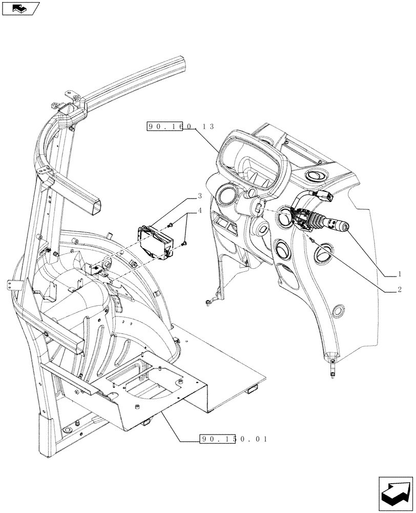 Схема запчастей Case IH FARMALL 65C - (55.404.06) - HEADLIGHT CONTROL LEVER - W/CAB (55) - ELECTRICAL SYSTEMS