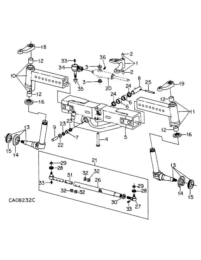 Схема запчастей Case IH 5288 - (14-05) - SUSPENSION, ADJUSTABLE HIGH CAPACITY FRONT AXLE, 60 TO 88 IN. TREAD ADJUSTMENT Suspension