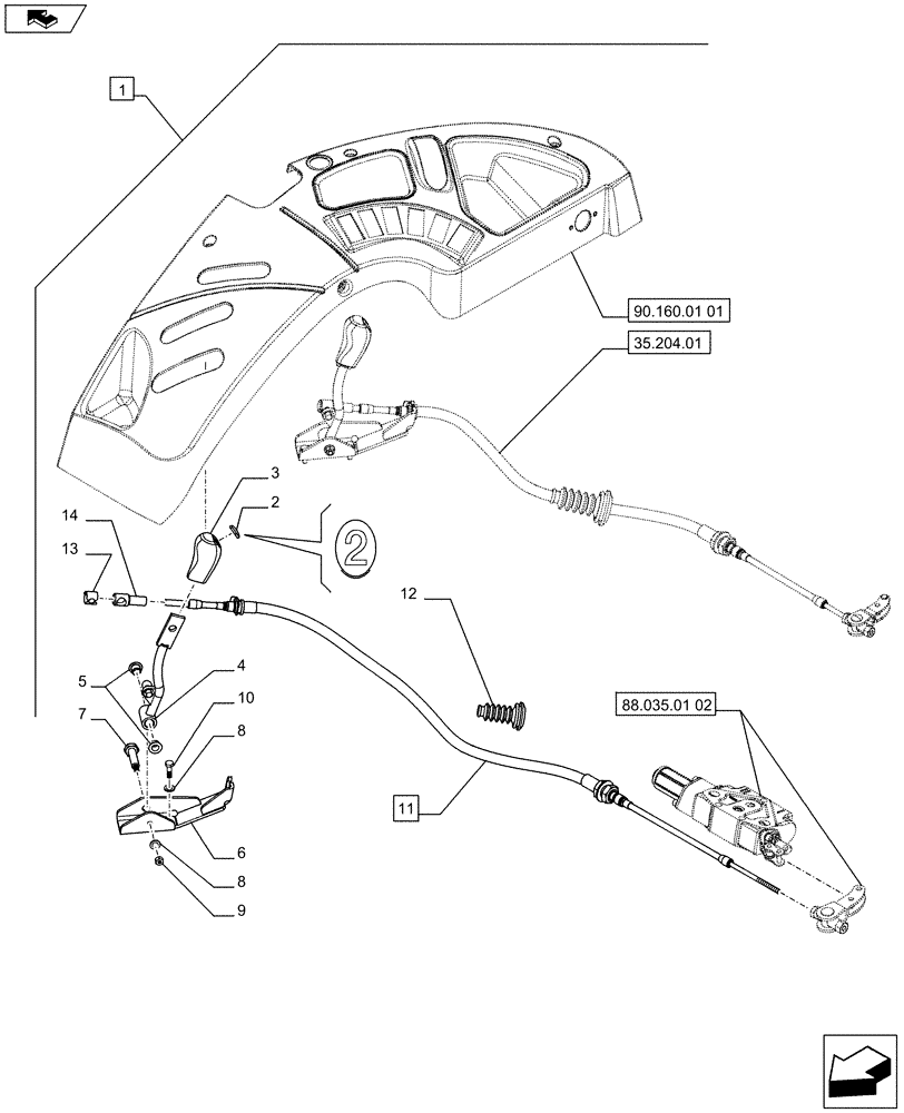 Схема запчастей Case IH FARMALL 65C - (88.035.01[01]) - DIA KIT - 2ND REAR CONTROL VALVE WITH 2 COUPLERS - OUTER CONTROL LEVER - ISO (88) - ACCESSORIES