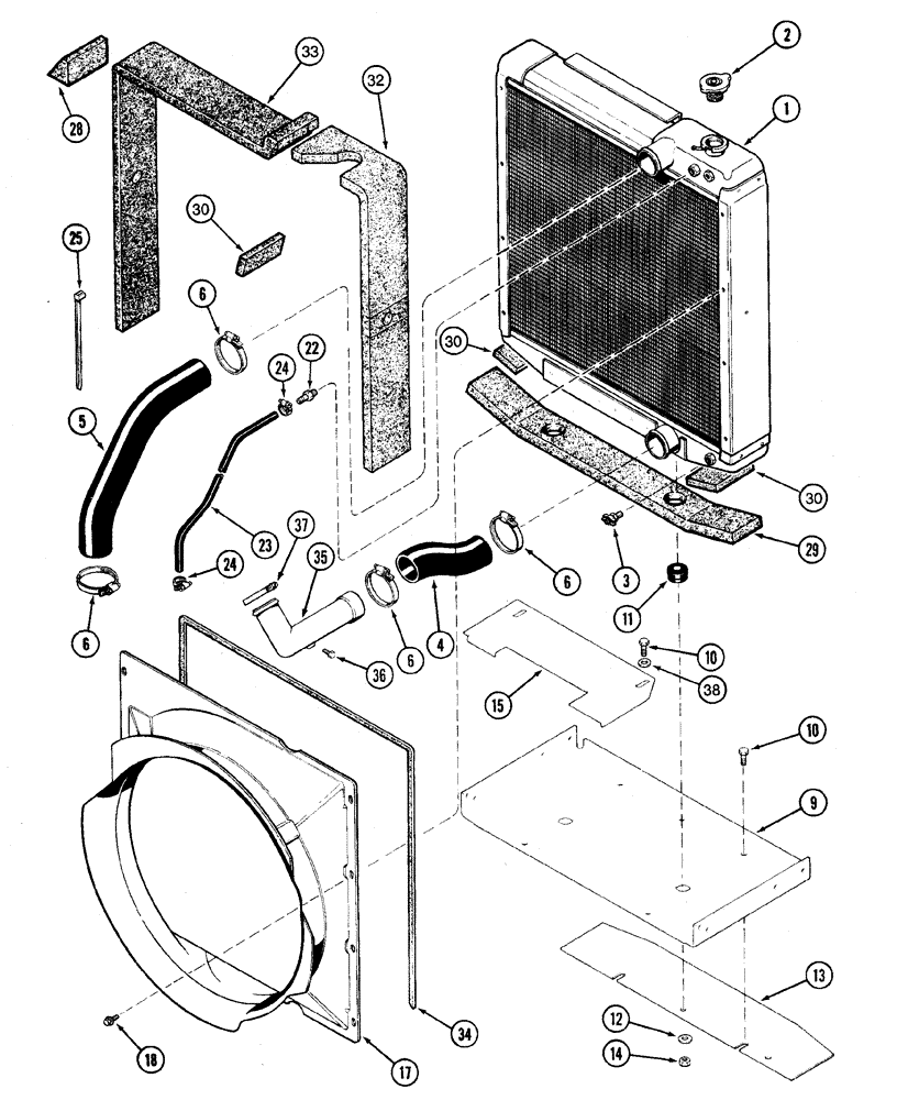 Схема запчастей Case IH 7220 - (2-002) - RADIATOR AND ATTACHING PARTS, PRIOR TO P.I.N. JJA0064978 (02) - ENGINE