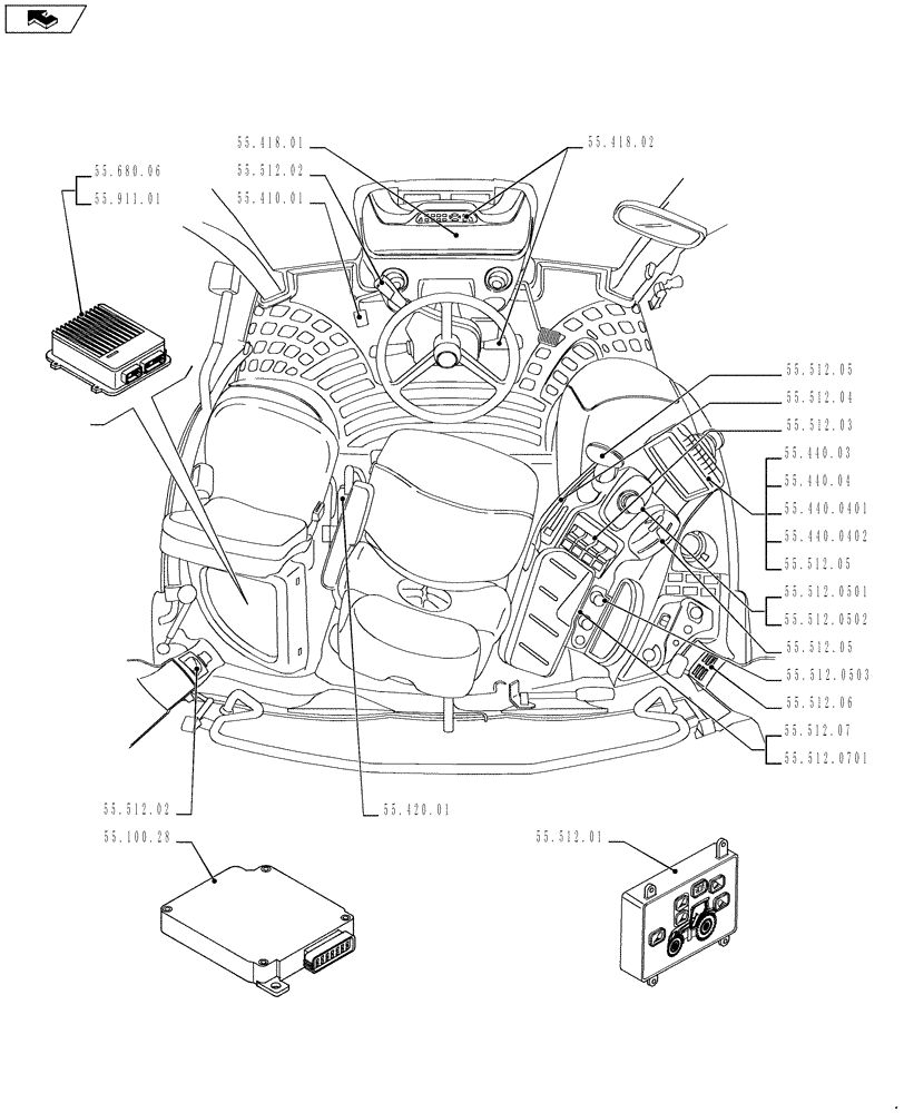 Схема запчастей Case IH PUMA 170 - (55.000.00[04]) - PICTORIAL INDEX - ELECTRICAL SYSTEMS (55) - ELECTRICAL SYSTEMS