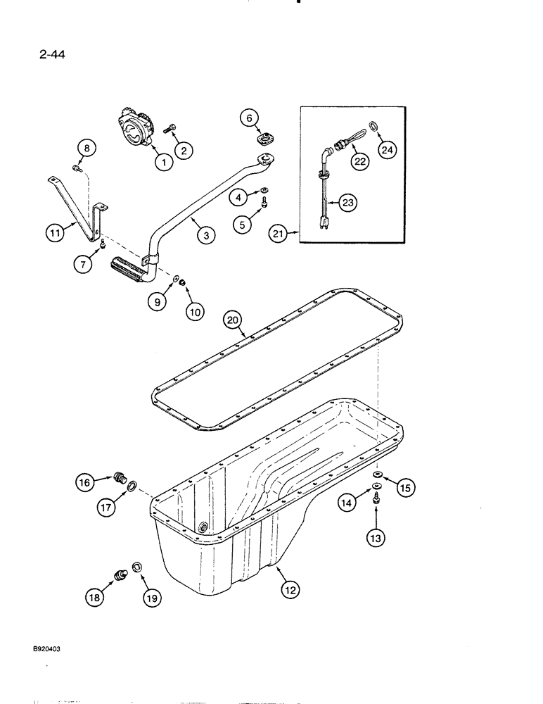 Схема запчастей Case IH 6830T - (2-44) - OIL PUMP AND OIL PAN, 6T-830 ENGINE, 6TA-830 ENGINE 