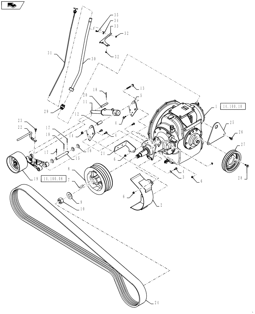 Схема запчастей Case IH 5130 - (14.102.03) - POWER TAKEOFF INSTALLATION/DRIVE BELT (14) - MAIN GEARBOX & DRIVE