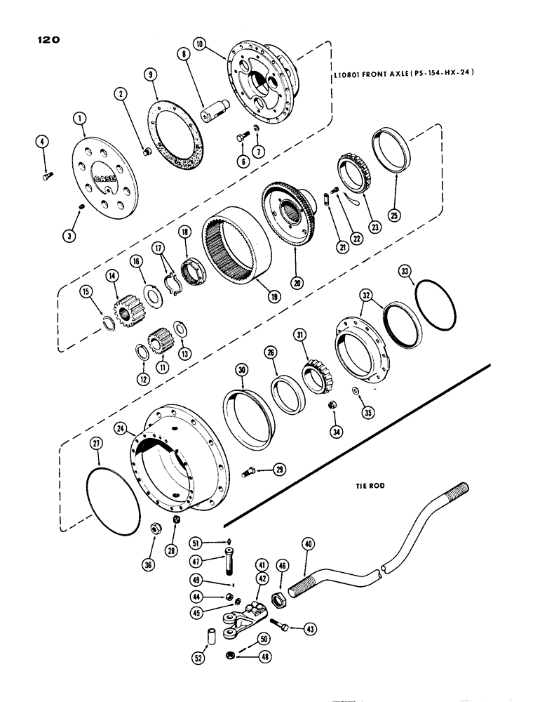 Схема запчастей Case IH 1200 - (120) - L10801 FRONT AXLE PLANETARY, 19.03 RATIO WITH CARDON JOINT (06) - POWER TRAIN