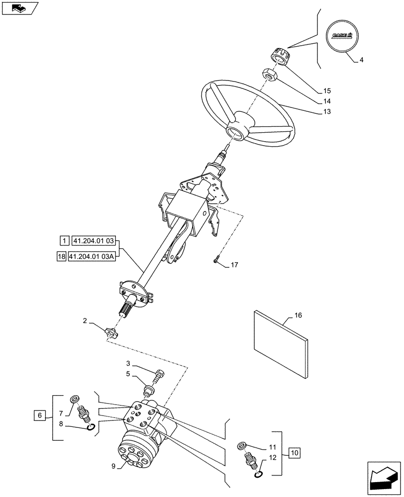 Схема запчастей Case IH PUMA 170 - (41.204.01[01]) - HYDROSTATIC STEERING WHEEL AND STEERING COLUMN (41) - STEERING