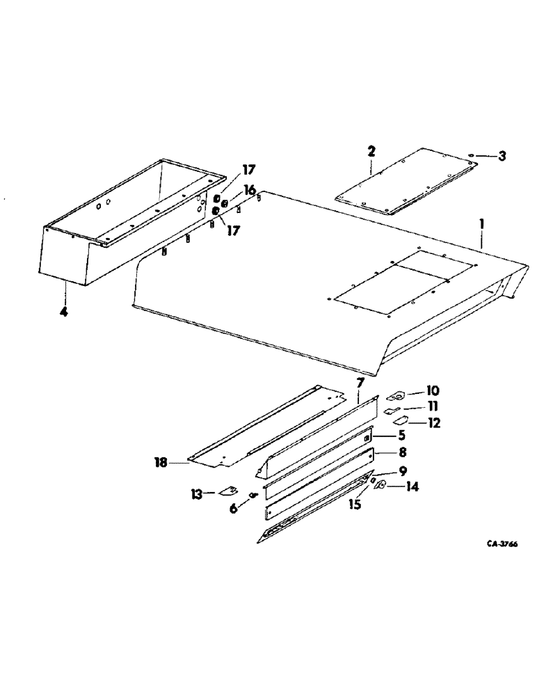 Схема запчастей Case IH 4166 - (13-18) - SUPERSTRUCTURE, CAB ROOF ASSY (05) - SUPERSTRUCTURE