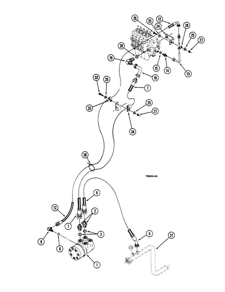 Схема запчастей Case IH 9150 - (5-08) - STEERING SYSTEM HYDRAULICS VALVE TO STEERING CONTROL VALVE (05) - STEERING