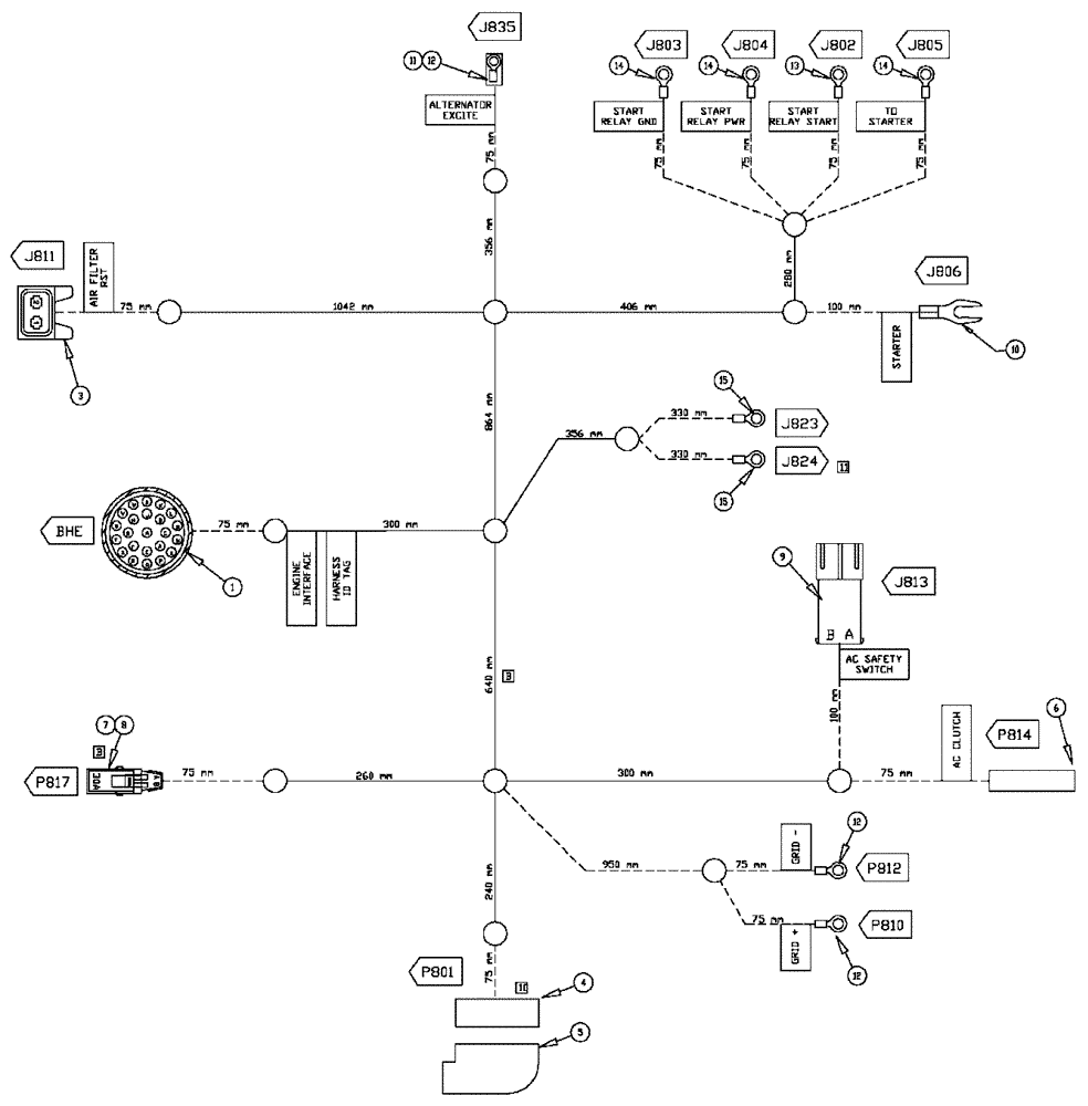 Схема запчастей Case IH SPX3320 - (12-009) - HARNESS, ENGINE (06) - ELECTRICAL