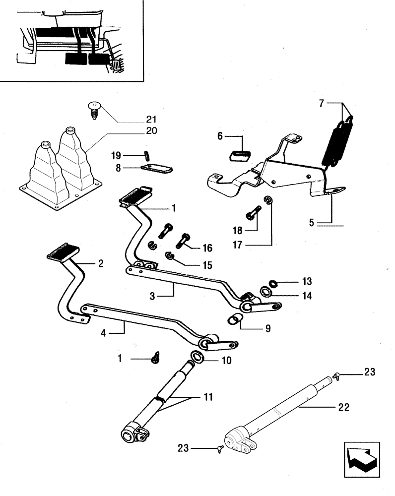 Схема запчастей Case IH JX65 - (1.67.0) - BRAKE PEDALS - LEVERS, PEDALS AND SHAFT (05) - REAR AXLE