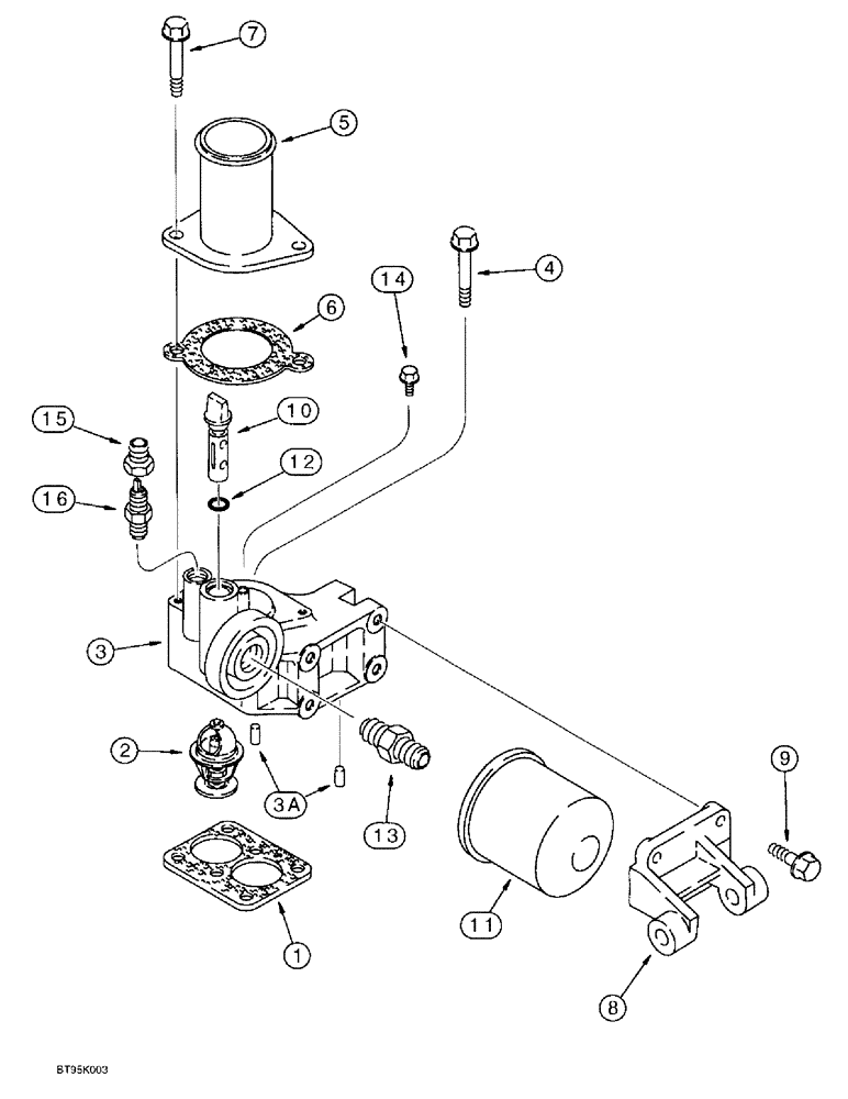 Схема запчастей Case IH 9310 - (2-044) - THERMOSTAT HOUSING & WATER FILTER, 6T-830/6TA-830 EMISSIONS CERTIFIED ENGINE, S/N JEE0036501 & AFTER (02) - ENGINE