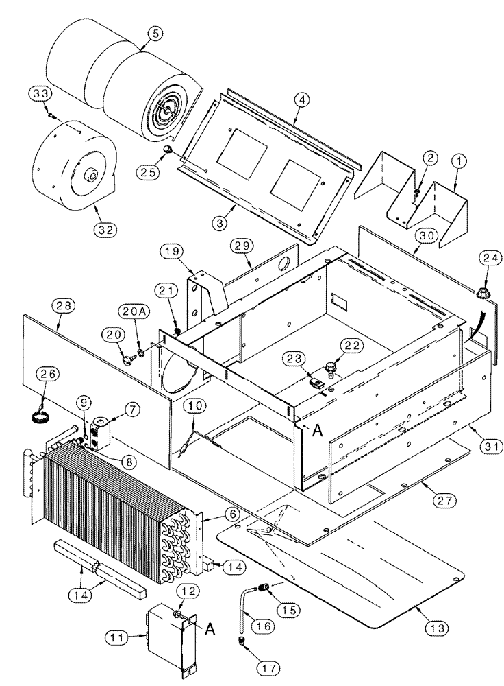 Схема запчастей Case IH 2366 - (09G-18) - HEATER - AIR CONDITIONING - EVAPORATOR HEATER CORE AND BLOWER MOUNTING - BSN JJC0252949 (10) - CAB & AIR CONDITIONING