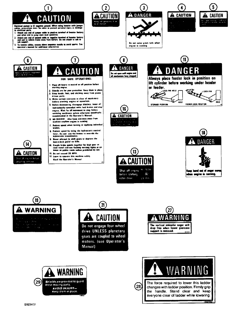 Схема запчастей Case IH 1688 - (9H-40) - DECALS, CAUTION, DANGER, WARNING (12) - CHASSIS