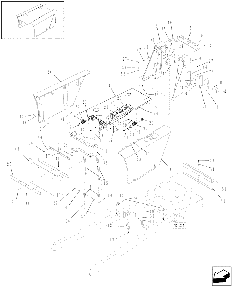 Схема запчастей Case IH WDX1202S - (08.05) - ENGINE HOOD (08) - SHEET METAL