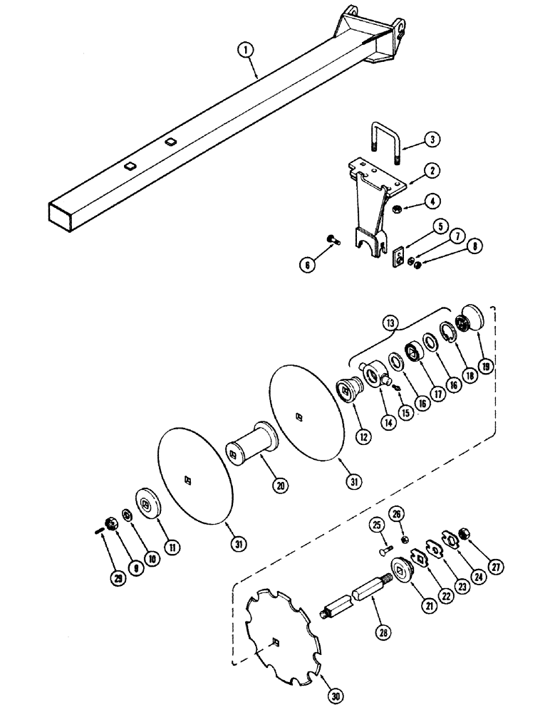 Схема запчастей Case IH E30 - (088) - REAR RIGHT WING GANG, 10-1/2 INCH (266.7 MM) SPACING, MODEL 11-360 