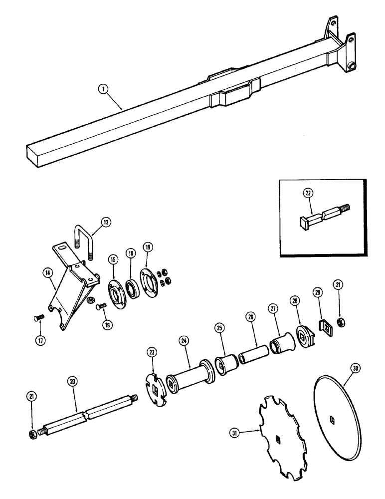Схема запчастей Case IH F21 - (030) - FRONT LEFT GANG, 7 INCH SPACING, F21, F21-7-214 & 228 