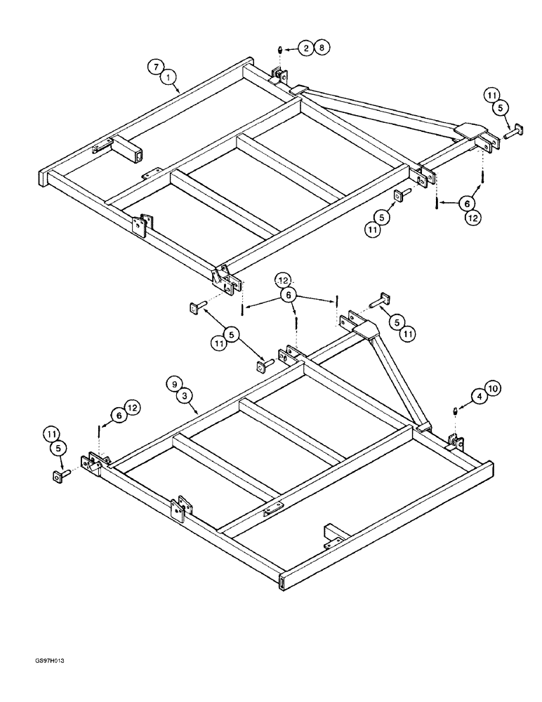 Схема запчастей Case IH 4800 - (9-10) - WING FRAMES, SEPARATE CYLINDER ATTACHING SUPPORT, 23 TO 26 FOOT WIDE VIBRA SHANKS (09) - CHASSIS/ATTACHMENTS