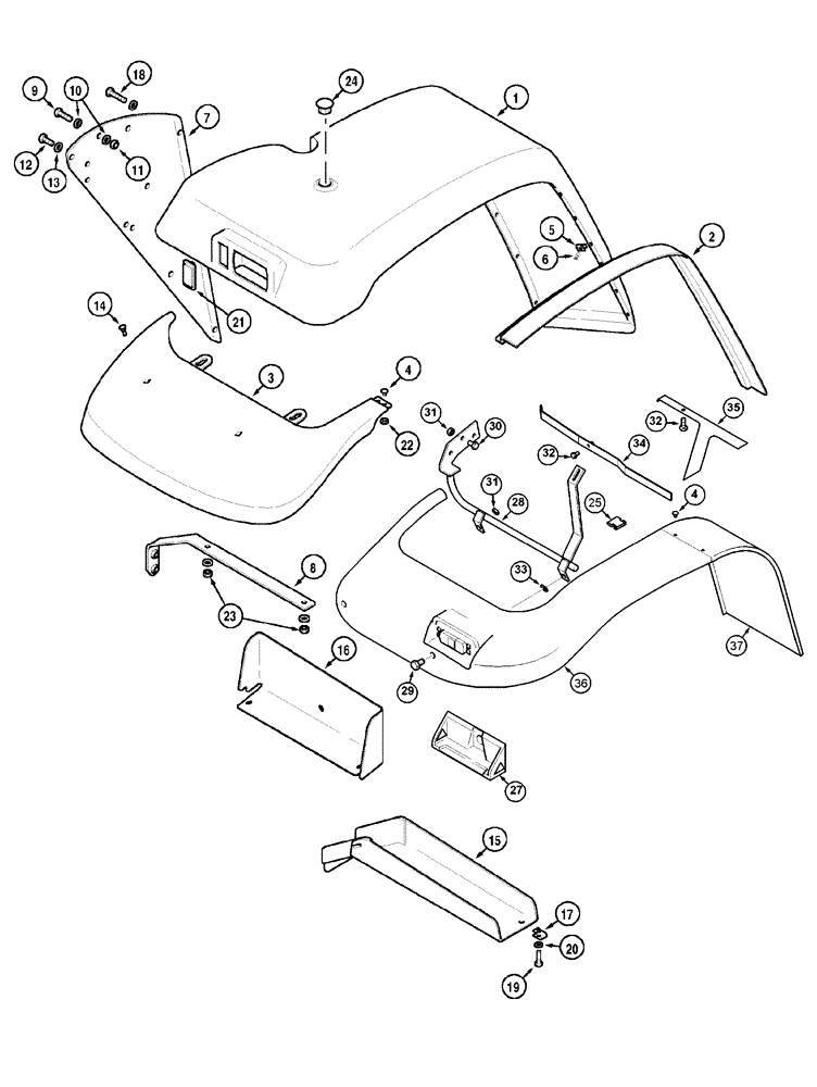 Схема запчастей Case IH MX120 - (09-07) - REAR FENDERS CAB (09) - CHASSIS/ATTACHMENTS