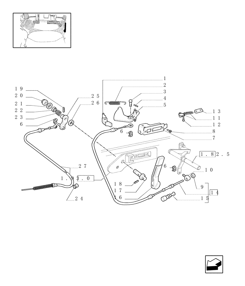 Схема запчастей Case IH JX90U - (1.95.4) - CAB - ACCELERATOR CONTROL - LIFT CONTROL (10) - OPERATORS PLATFORM/CAB