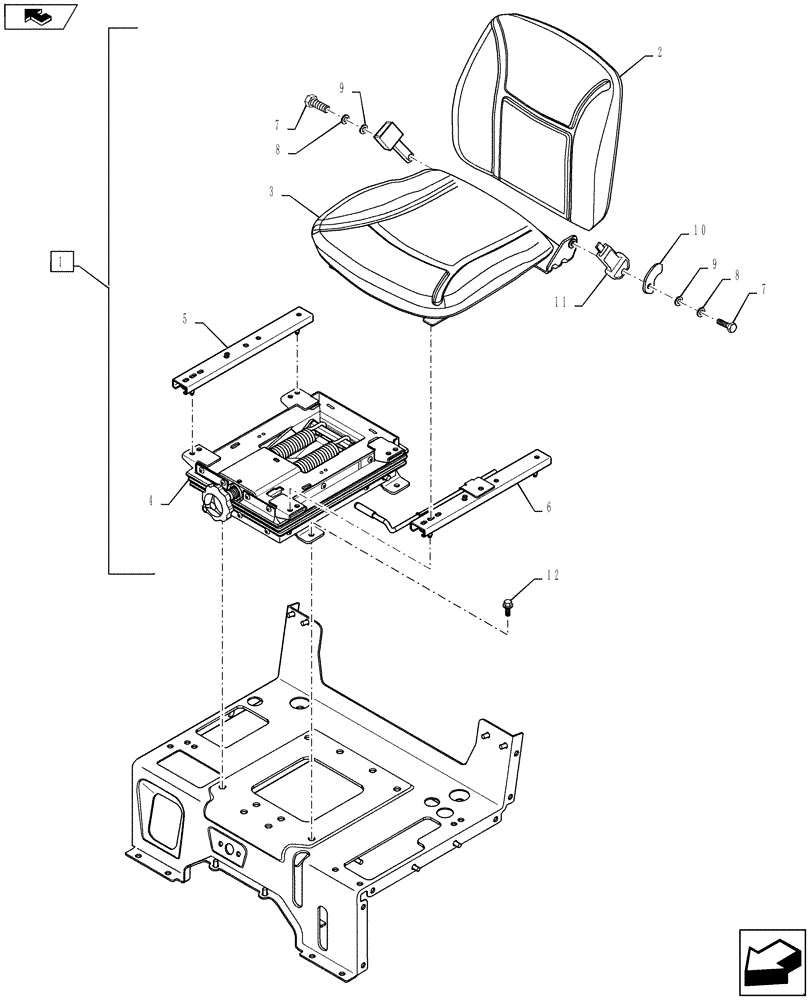 Схема запчастей Case IH FARMALL 50B - (90.120.01) - SEAT - 16X16 (90) - PLATFORM, CAB, BODYWORK AND DECALS