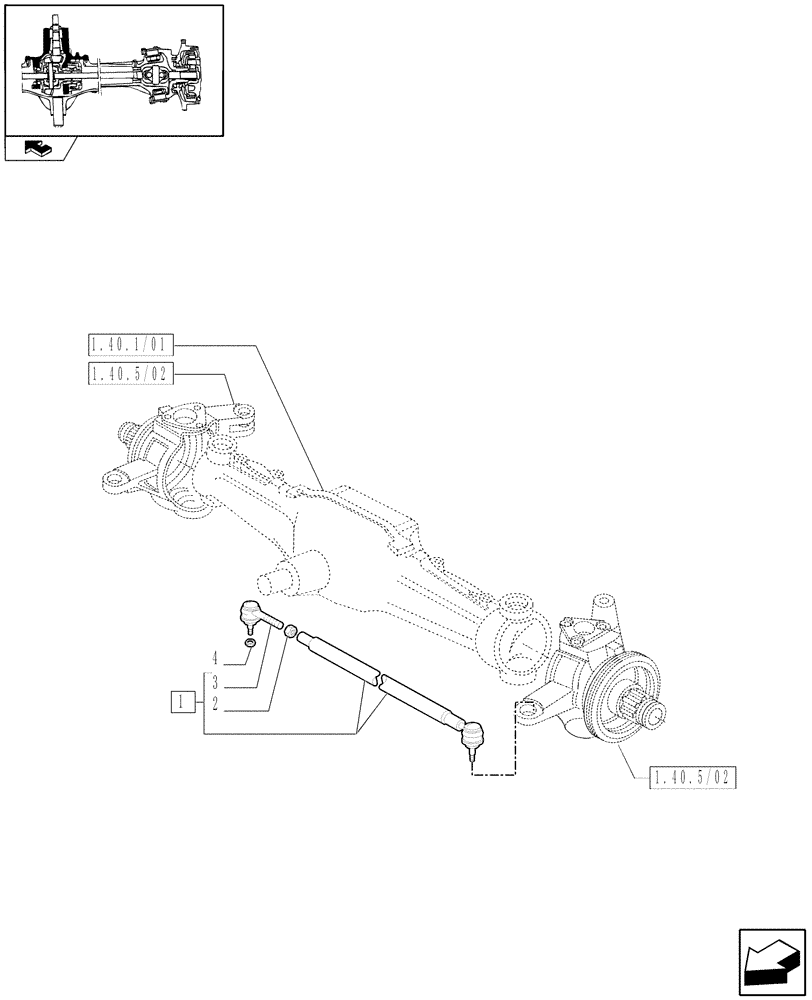 Схема запчастей Case IH FARMALL 80 - (1.40.5/04) - CLASS 2 FRONT AXLE WITH 2ND STEERING CYL. (4OKM/H) - TIE-ROD (VAR.335540) (04) - FRONT AXLE & STEERING