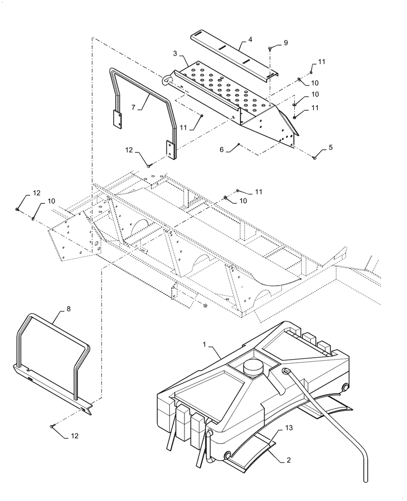 Схема запчастей Case IH SPX3200 - (09-049) - DECK PACKAGE, W/SADDLE RINSE TANK (SS ELLIPTICAL) (78) - SPRAYING