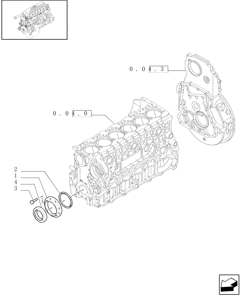 Схема запчастей Case IH F3AE0684G B001 - (0.04.3/ 1[01]) - ENGINE BLOCK FRONT COVER (500308638) 