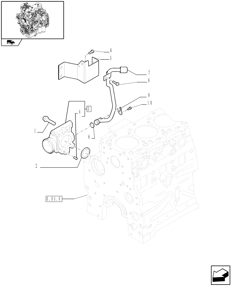 Схема запчастей Case IH MAXXUM 110 - (0.32.3) - ENGINE COOLING SYSTEM PIPING (STD + VAR.330003-332115) (01) - ENGINE