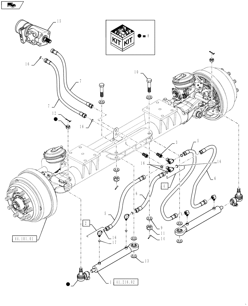 Схема запчастей Case IH TITAN 4530 - (41.216.01) - STEERING LINES (41) - STEERING