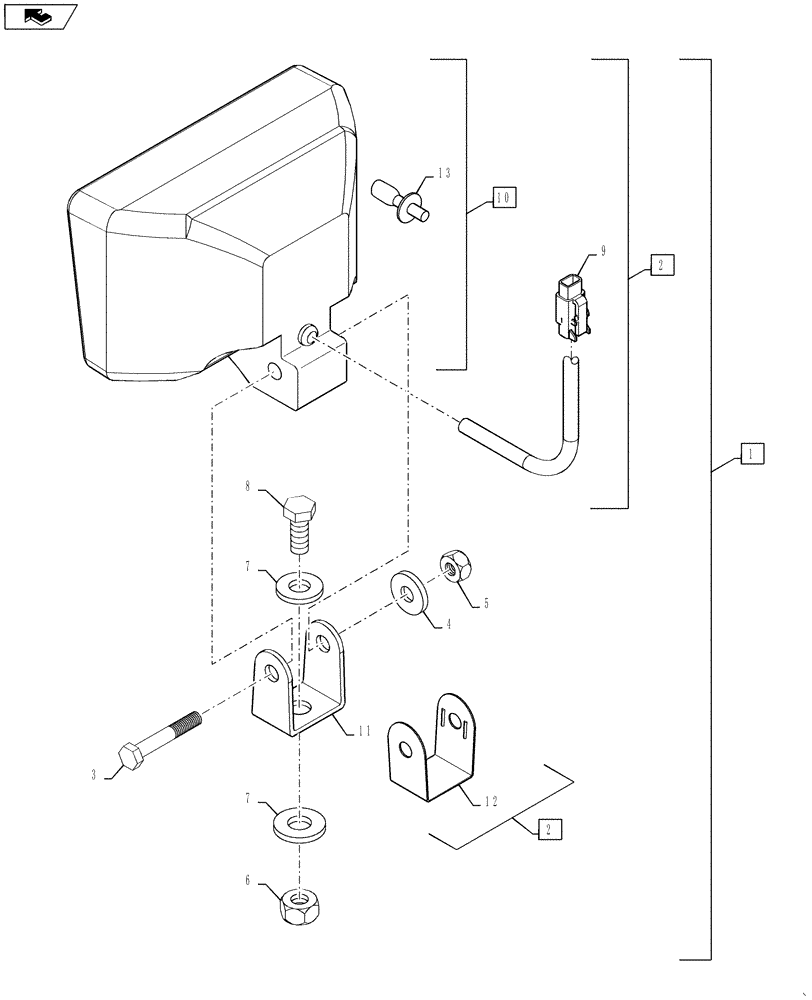 Схема запчастей Case IH TITAN 3530 - (55.404.07) - AUXILIARY FLOOD LIGHTING ASSEMBLY (55) - ELECTRICAL SYSTEMS