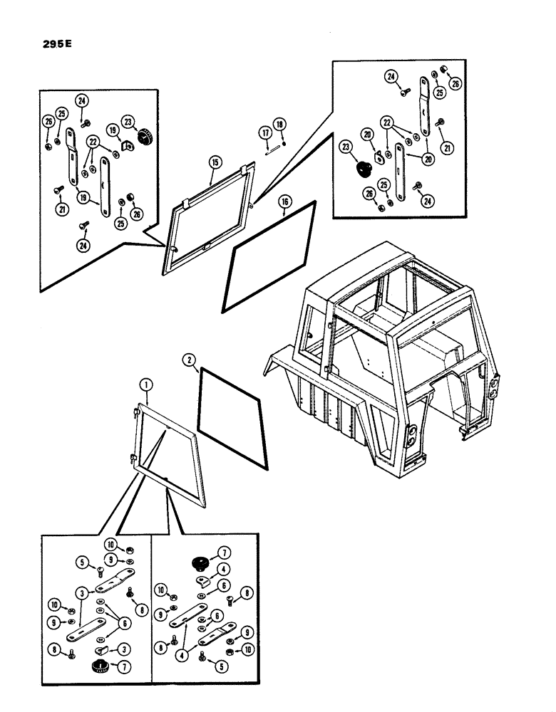 Схема запчастей Case IH 770 - (295E) - CAB, WINDOWS, HINSON (09) - CHASSIS/ATTACHMENTS
