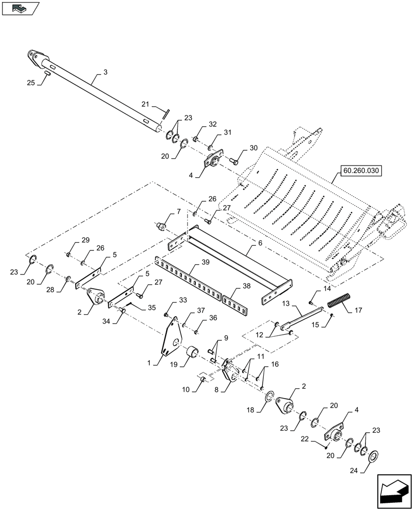Схема запчастей Case IH LB434R - (60.260.040) - KNIFE DAWER MEDIUM CUT, RODS (60) - PRODUCT FEEDING