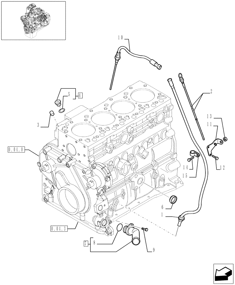 Схема запчастей Case IH F4BE0484C D601 - (0.27.0[01]) - ENGINE OIL DIPSTICK 