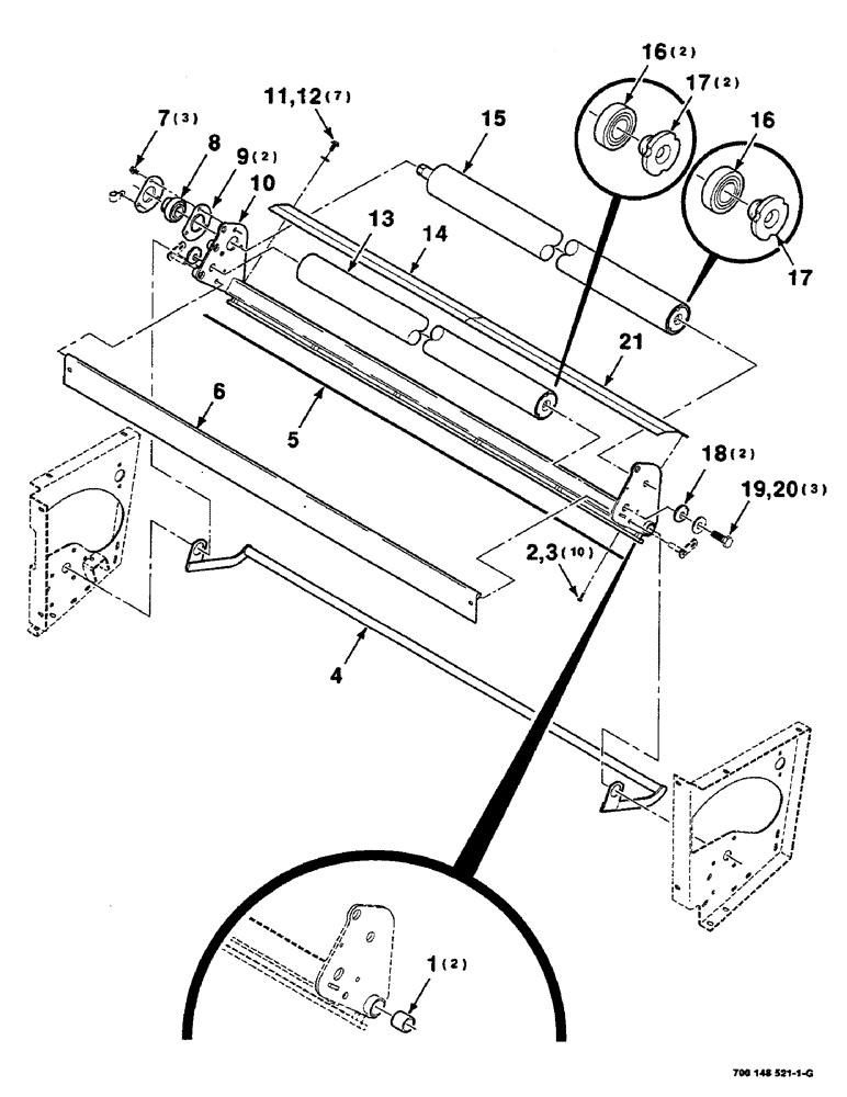 Схема запчастей Case IH RS551 - (7-42) - MESH WRAP ROLLER ASSEMBLIES (12) - MAIN FRAME