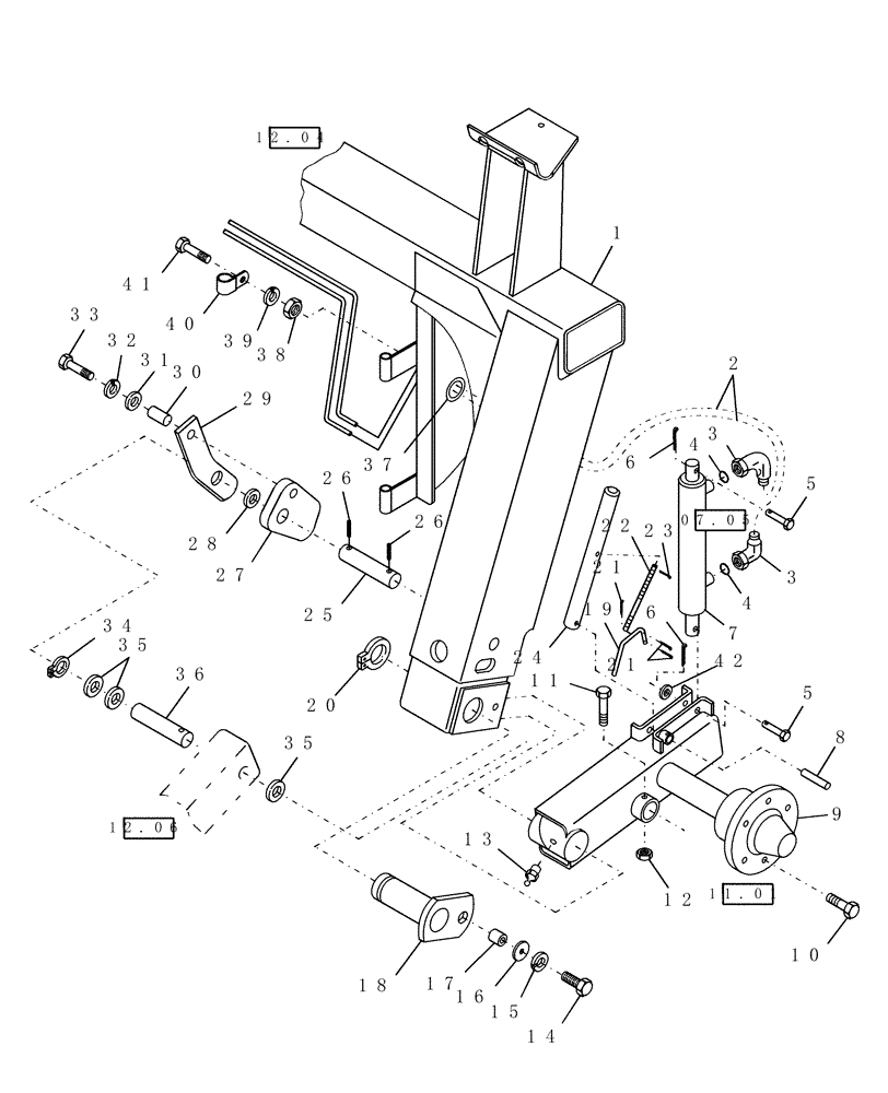 Схема запчастей Case IH SCX100 - (12.03) - FRAME, LH (12) - MAIN FRAME