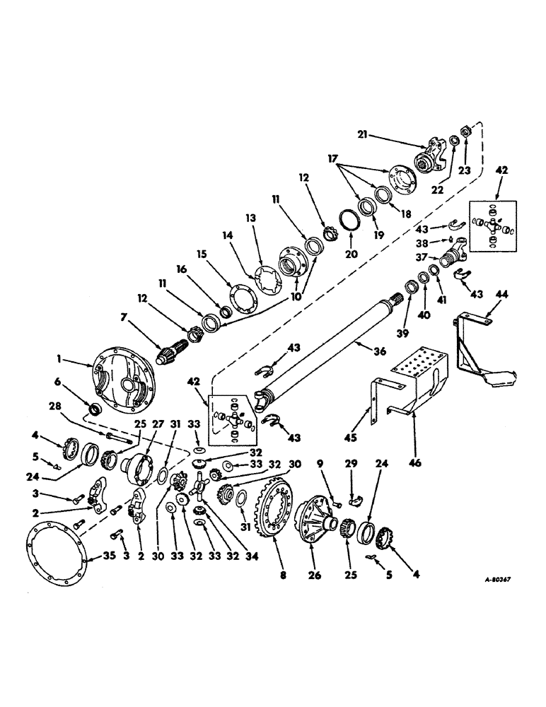 Схема запчастей Case IH 1456 - (07-15) - DRIVE TRAIN, FRONT AXLE DIFFERENTIAL AND DRIVE SHAFT, TRACTORS WITH ALL WHEEL DRIVE (04) - Drive Train
