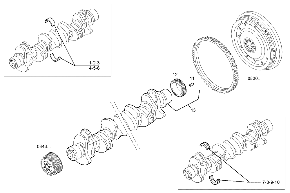 Схема запчастей Case IH F3AE0684J B902 - (0801.039) - CRANK SHAFT 
