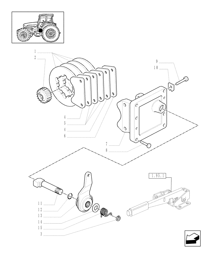 Схема запчастей Case IH MXM130 - (1.65.5[01A]) - PARKING BRAKE - D4806 (05) - REAR AXLE