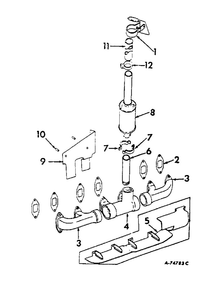 Схема запчастей Case IH 806 - (D-15) - DIESEL ENGINE, INTAKE MANIFOLD AND EXHAUST SYSTEM (01) - ENGINE
