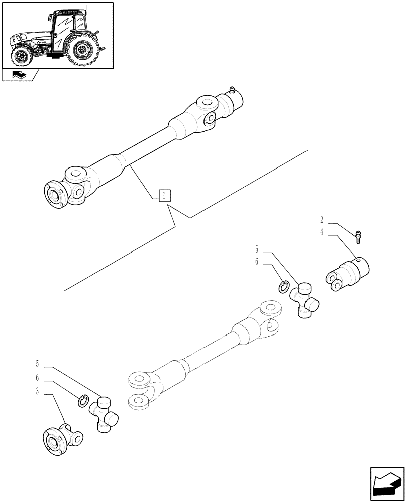 Схема запчастей Case IH FARMALL 95N - (1.38.5/A) - 4WD PROPELLER SHAFT - BREAKDOWN (04) - FRONT AXLE & STEERING