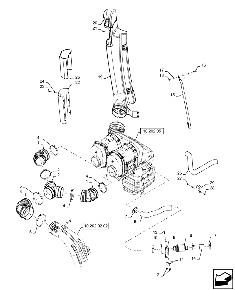 Схема запчастей Case IH STEIGER 600 - (10.202.02[01]) - AIR INTAKE - STEIGER 550 & 600, QUADTRAC 550 & 600 (10) - ENGINE