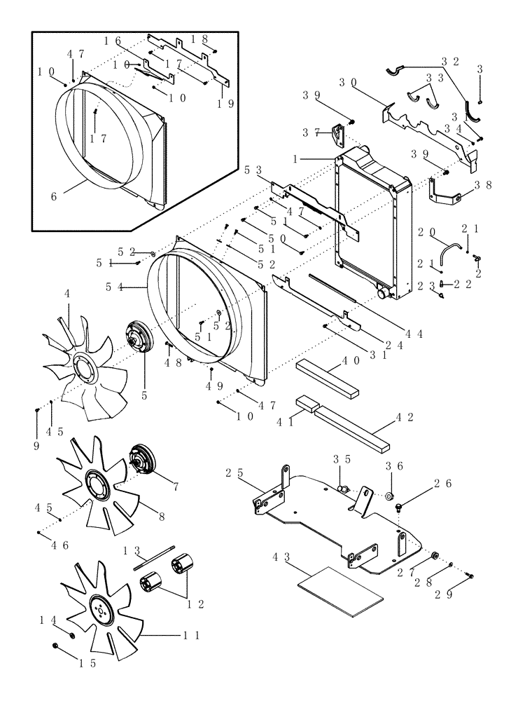 Схема запчастей Case IH MX255 - (02-01) - RADIATOR AND FAN SHROUD (02) - ENGINE