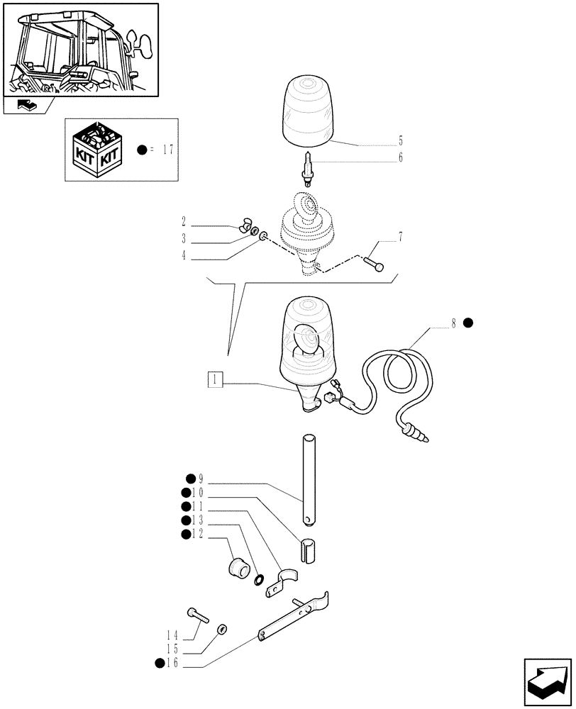 Схема запчастей Case IH FARMALL 85U - (1.91.7/02) - ROTARY BEACON - W/CAB (VAR.330916-330917-335916) (10) - OPERATORS PLATFORM/CAB